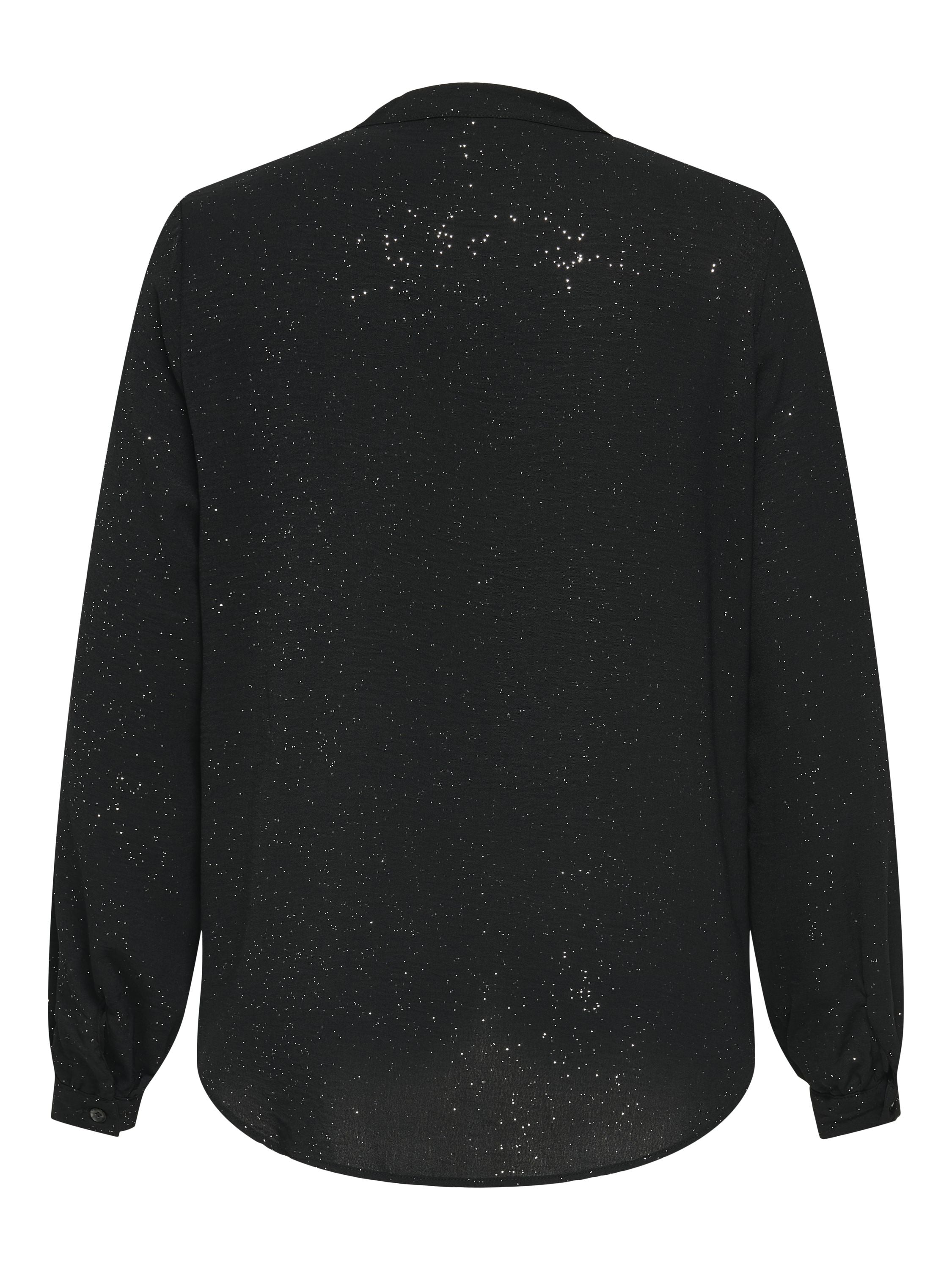 Bluse mit V-Ausschnitt - Black/SILVER FOIL DETAILS - Schwarz