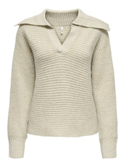 Strickpullover mit V-Ausschnitt - Whitecap Gray - Grau