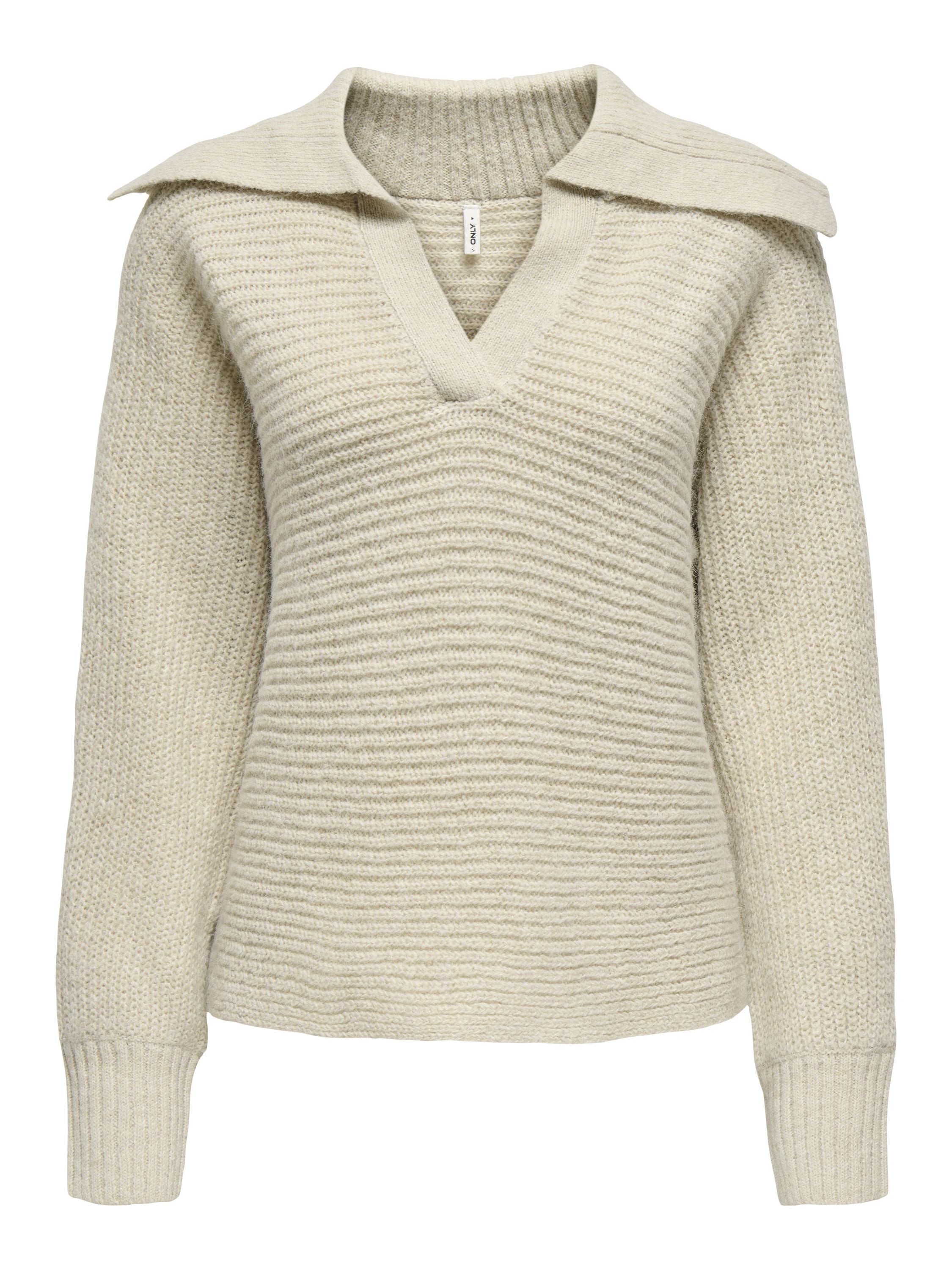 Strickpullover mit V-Ausschnitt - Whitecap Gray - Grau