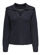 Strickpullover mit V-Ausschnitt - Night Sky/Melange - Blau