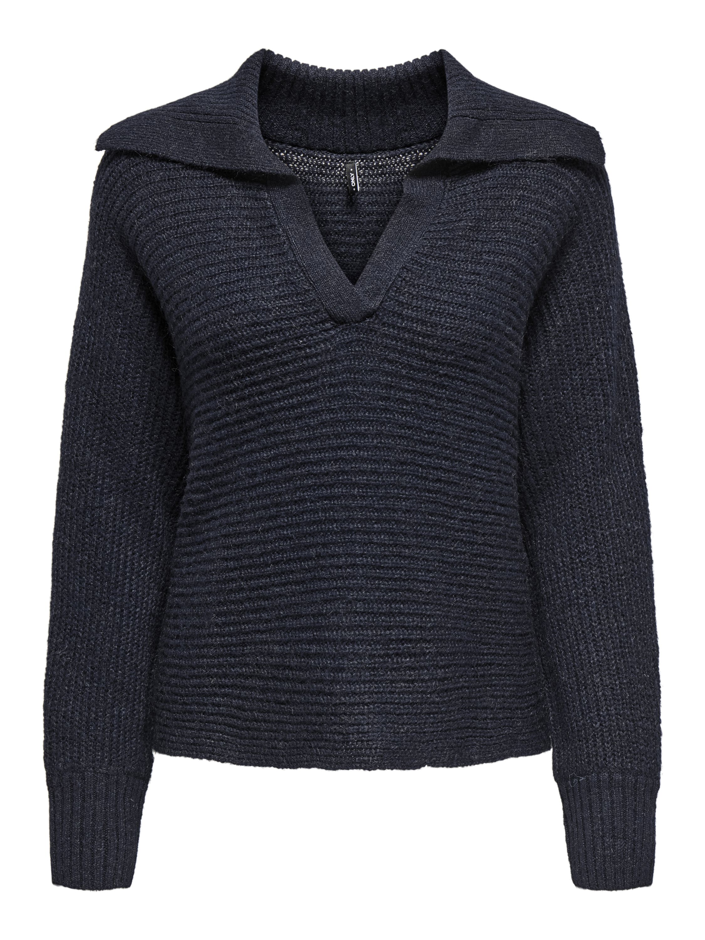 Strickpullover mit V-Ausschnitt - Night Sky/Melange - Blau