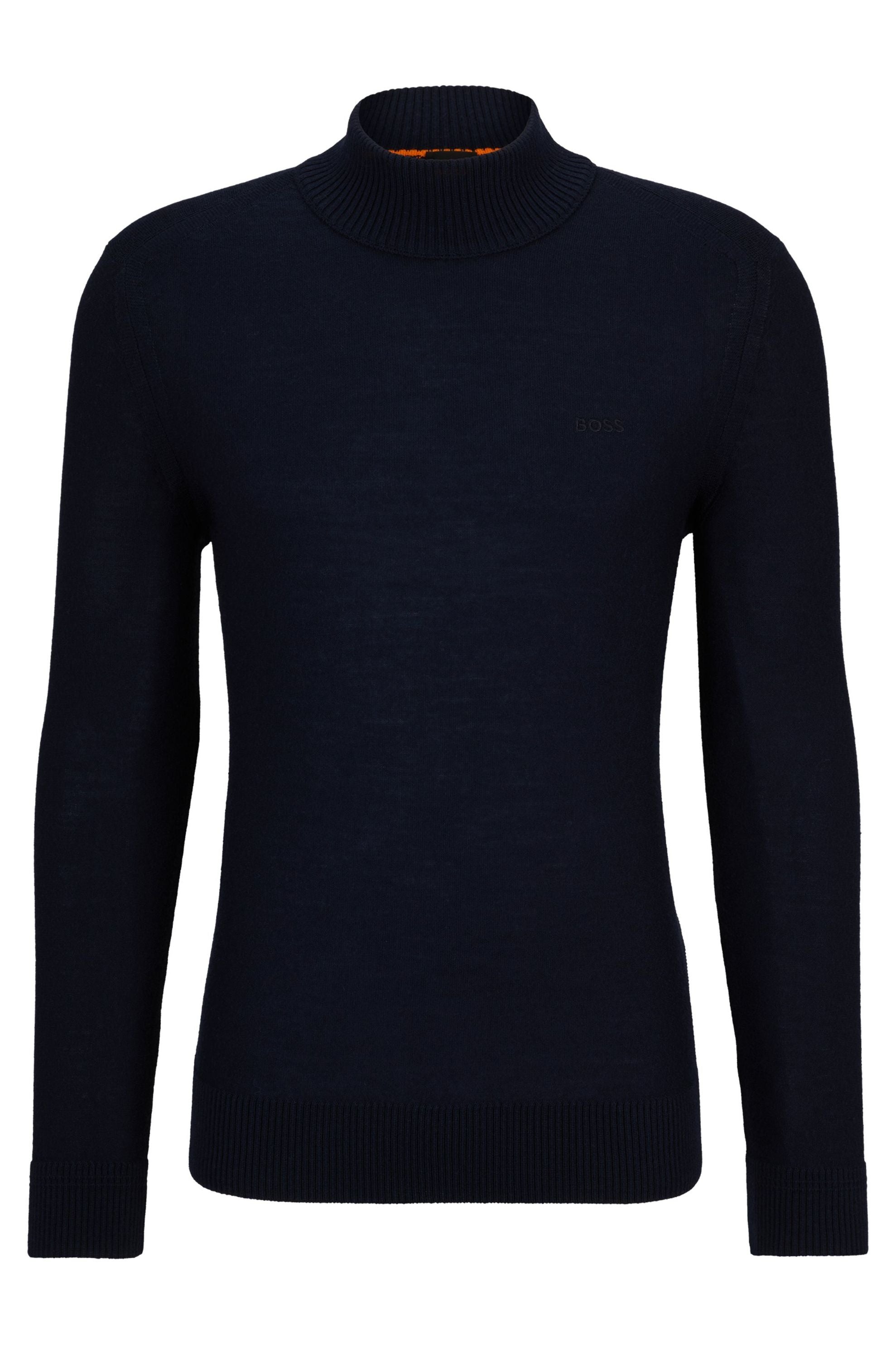 Strickpullover aus Schurwollmix - 404-Dark Blue - Blau