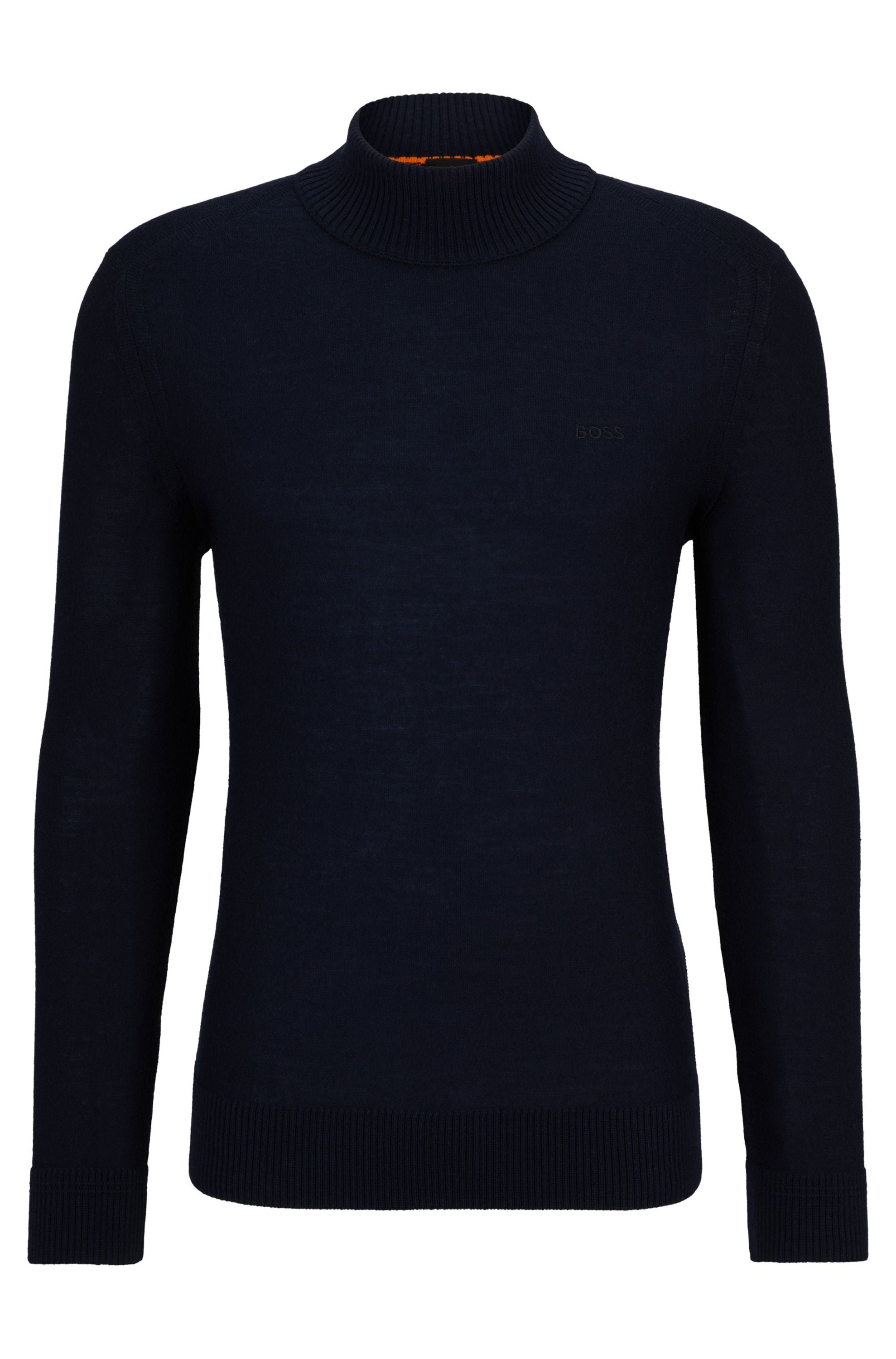 Strickpullover aus Schurwollmix - 404-Dark Blue - Blau