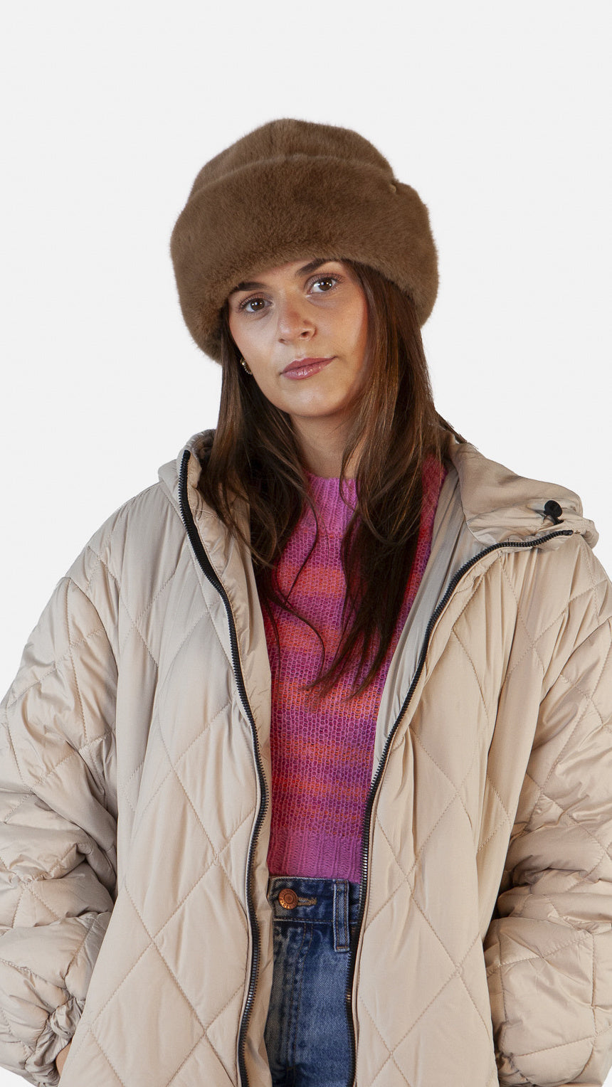Mütze aus Kunstpelz - brown - Braun