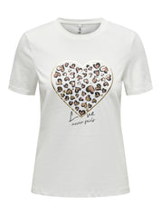 T-Shirt aus Bio-Baumwolle - Cloud Dancer/Heart - Weiß