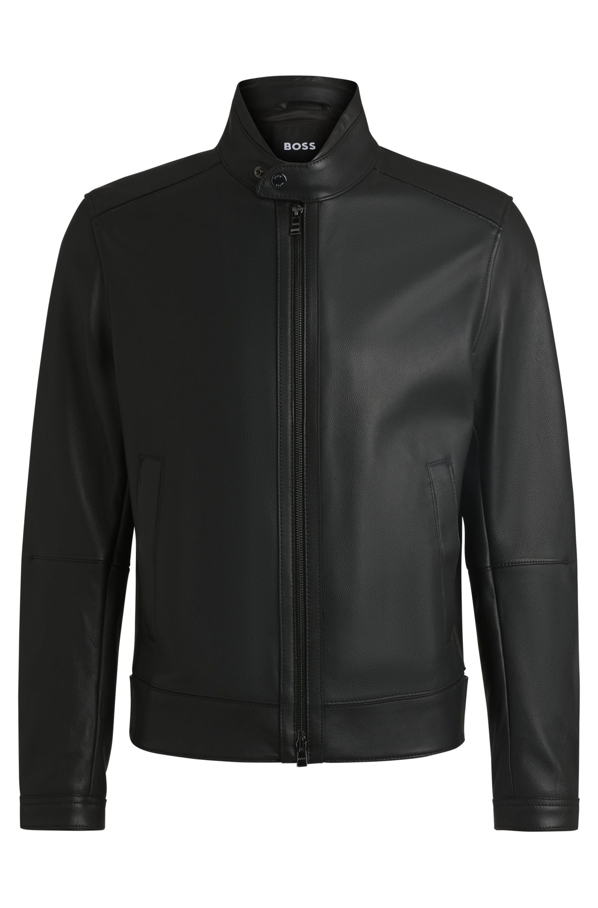 Lederjacke aus genarbtem Nappaleder - 001-Black - Schwarz