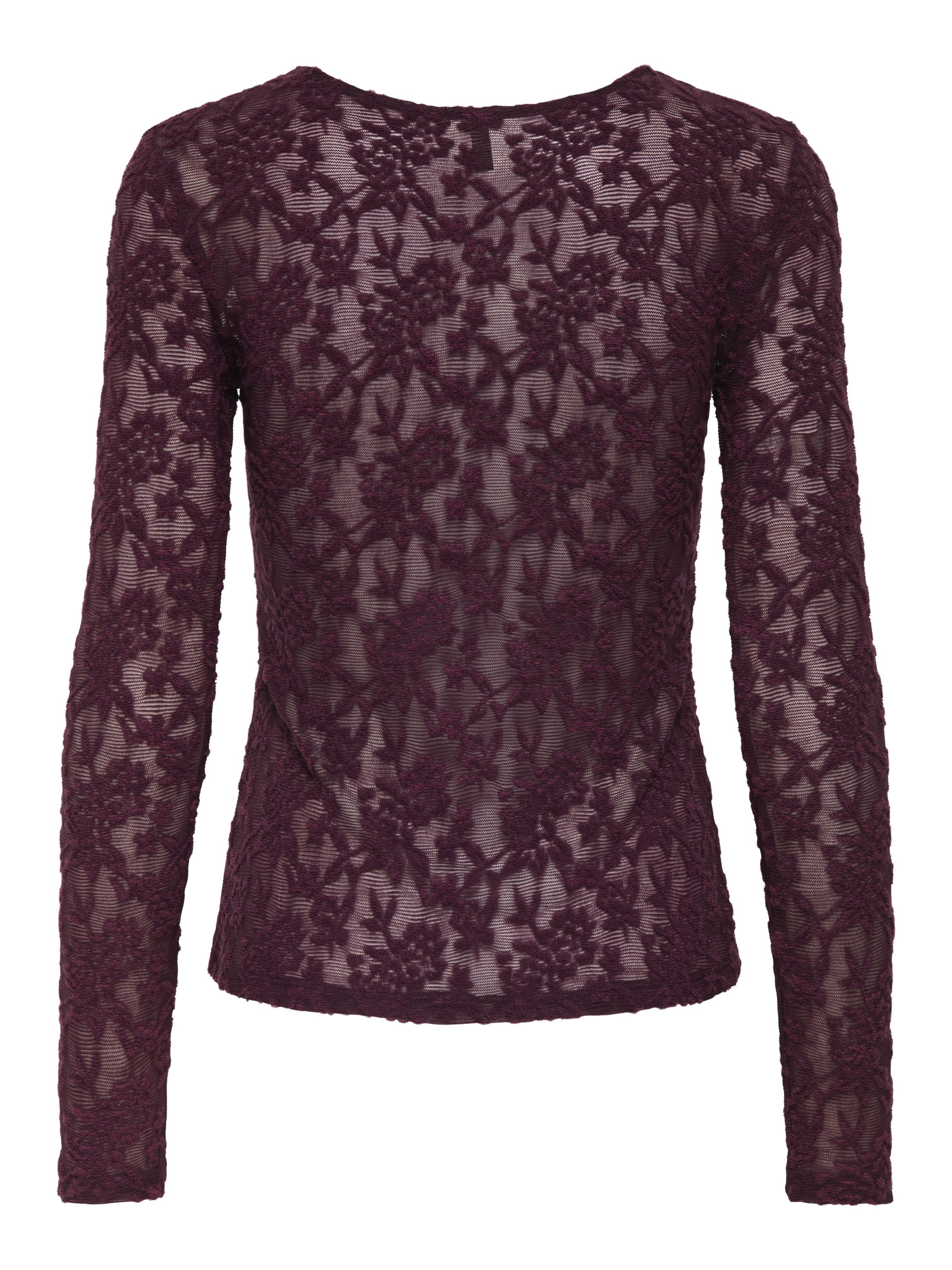 Langarmshirt mit Spitzen-Details - Mauve Wine - Violett