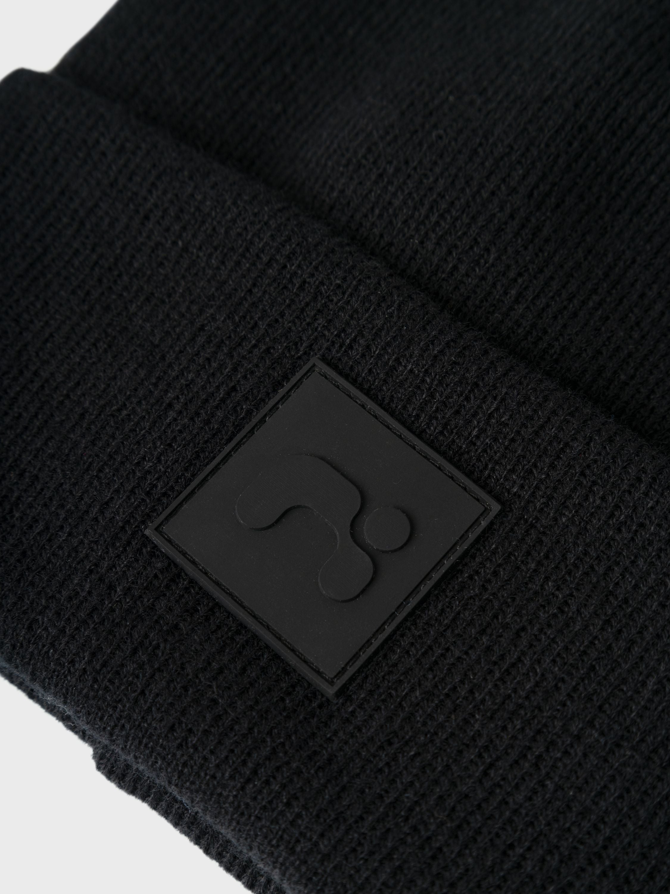 Strickmütze mit Umschlag - Black - Schwarz