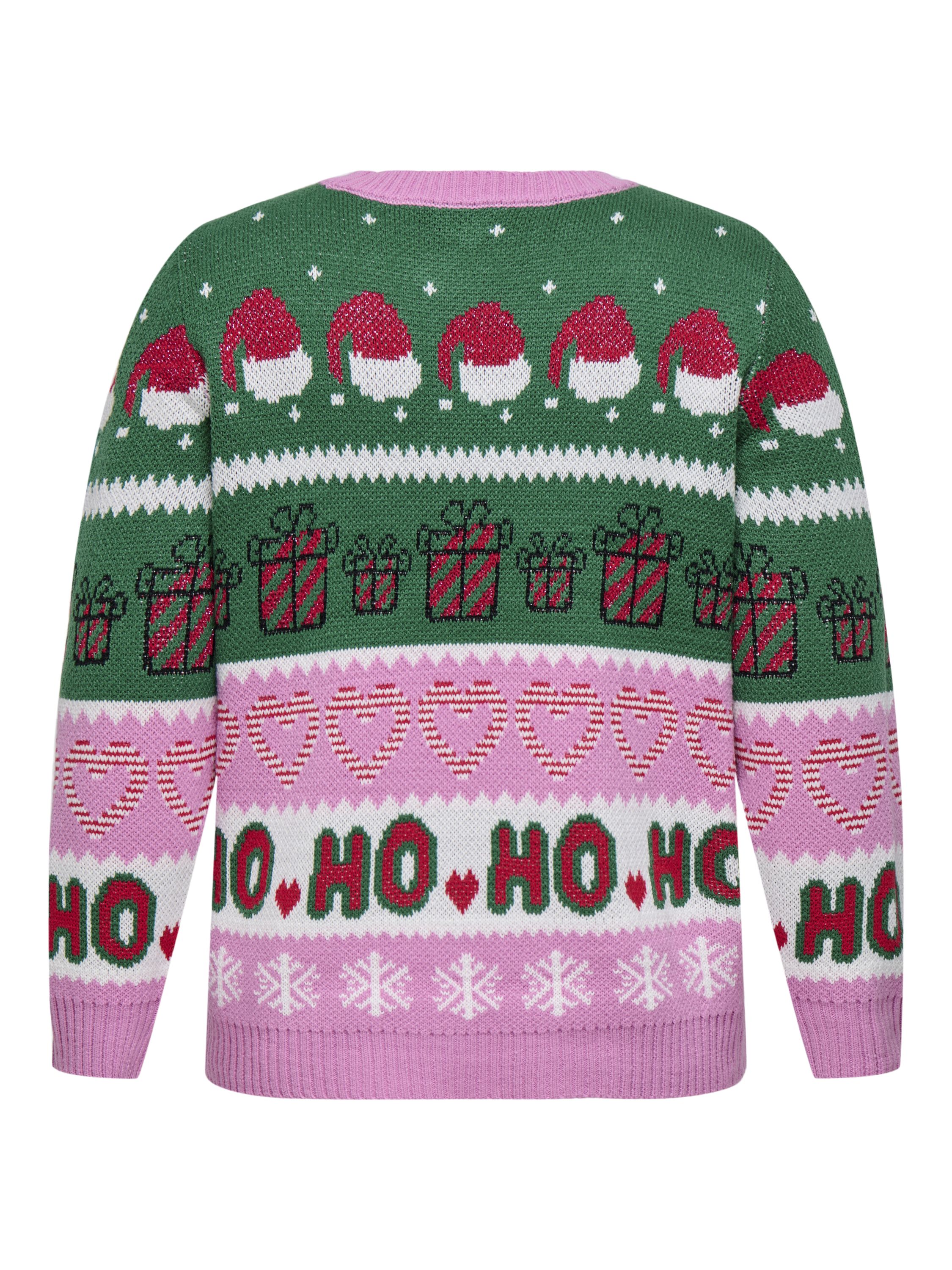 Strickpullover CARHOHO X-MAS - Fuchsia Pink/W. Green Jacket/C - Rosa