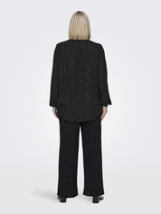 Bluse mit V-Ausschnitt - Black/SILVER FOIL DETAILS - Schwarz