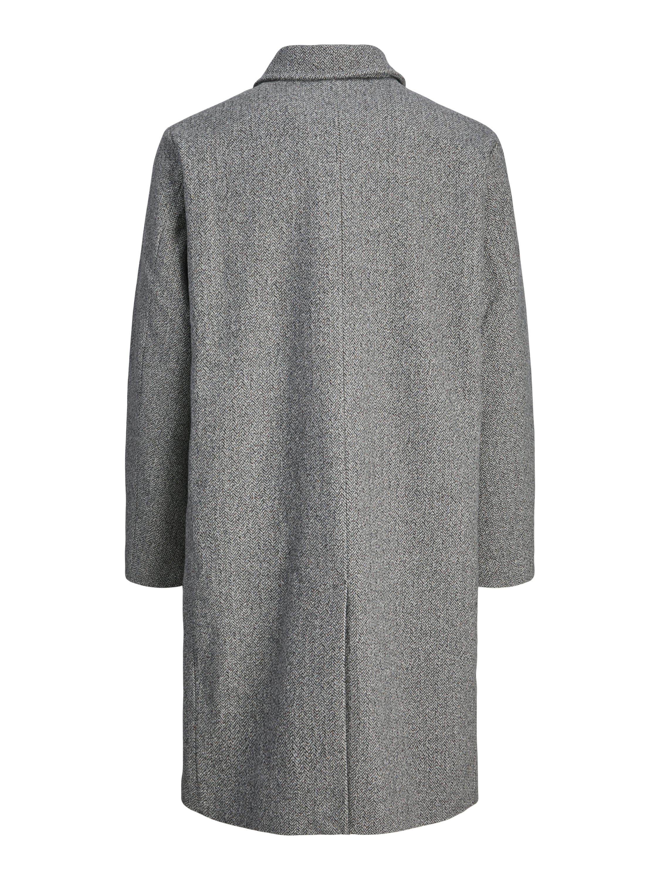 Wollmantel mit aufliegendem Kragen - Chocolate Brown/Checks - Braun