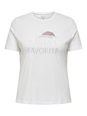T-Shirt aus Bio-Baumwolle - Cloud Dancer/SANTAS FAVORITE - Weiß