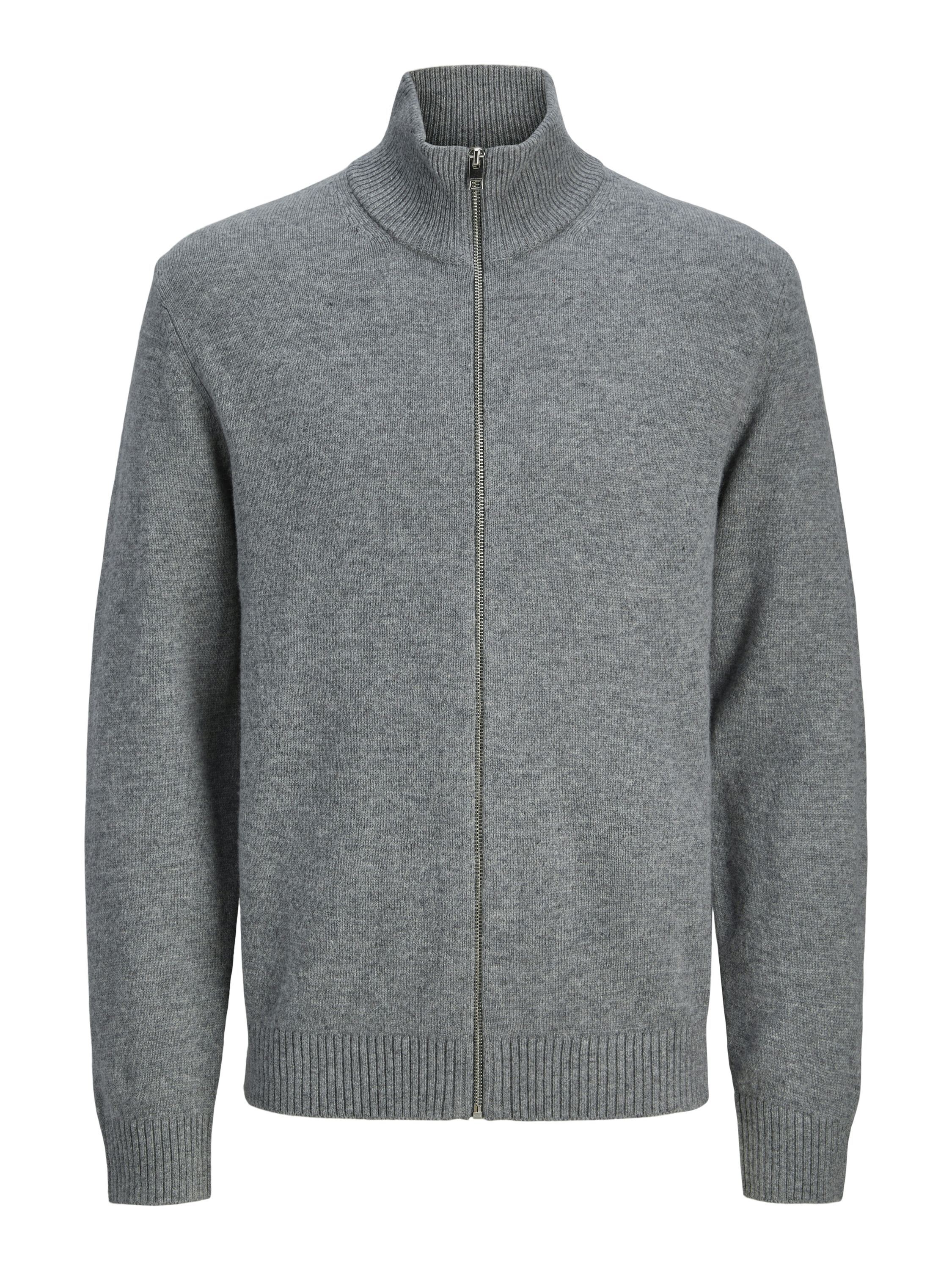 Strickjacke aus Wolle - Medium Grey Melange - Grau