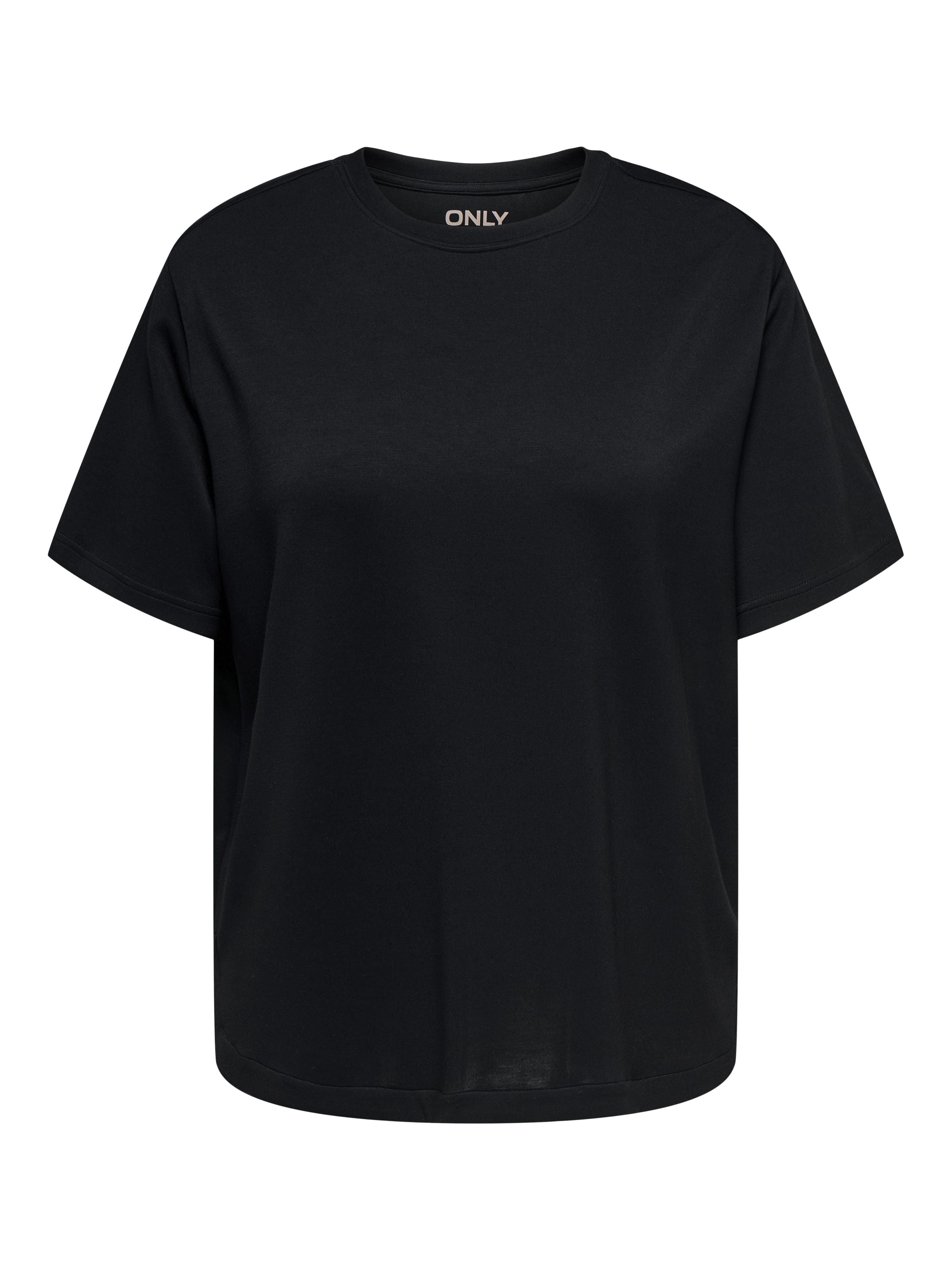 T-Shirt aus Viskosemix - Black - Schwarz