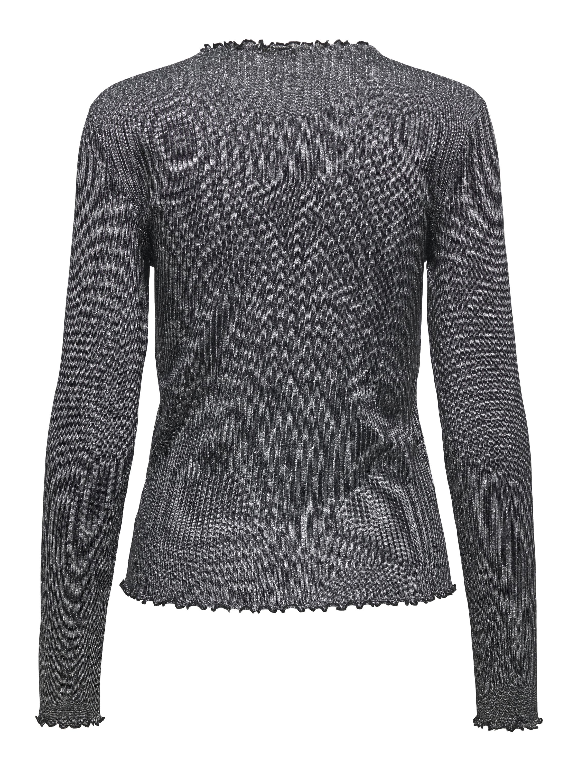 Langarmshirt EMMA - Black/Silver glitter - Grau