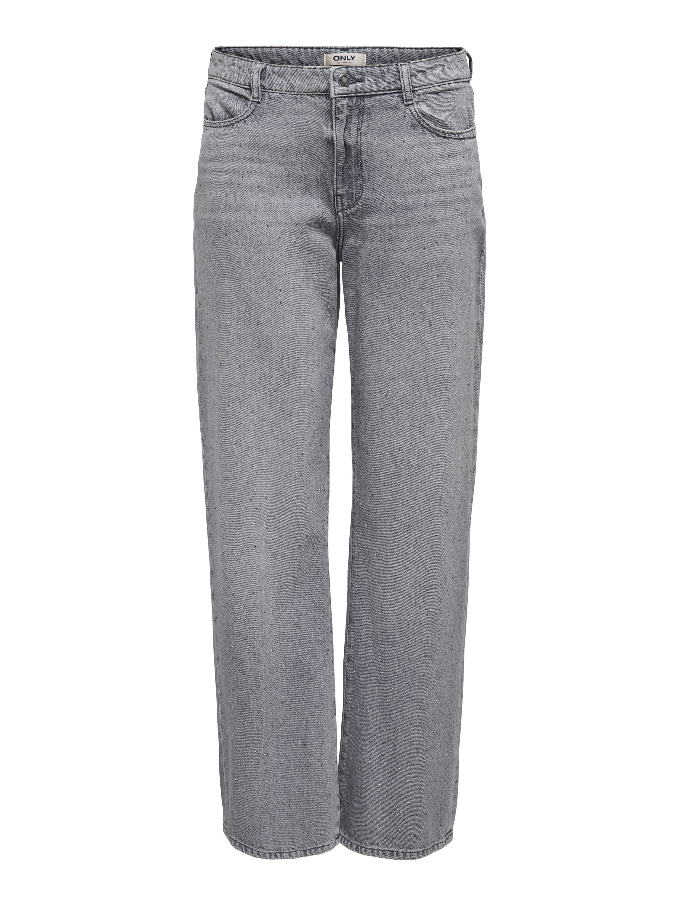 Jeans Wide Leg - Medium Grey Denim - Grau