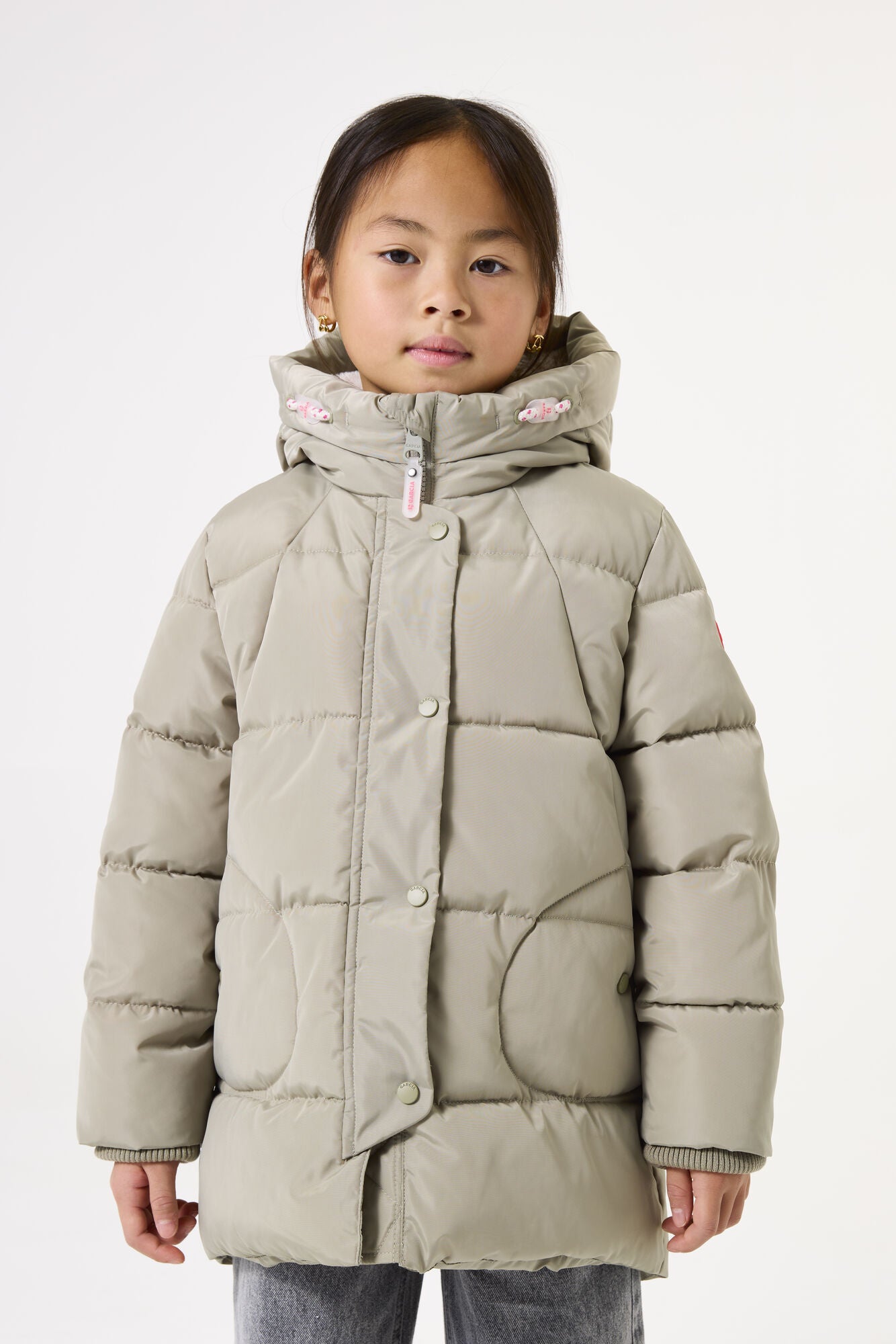 Steppmantel mit Kapuze - 4219-soft sage - Grün