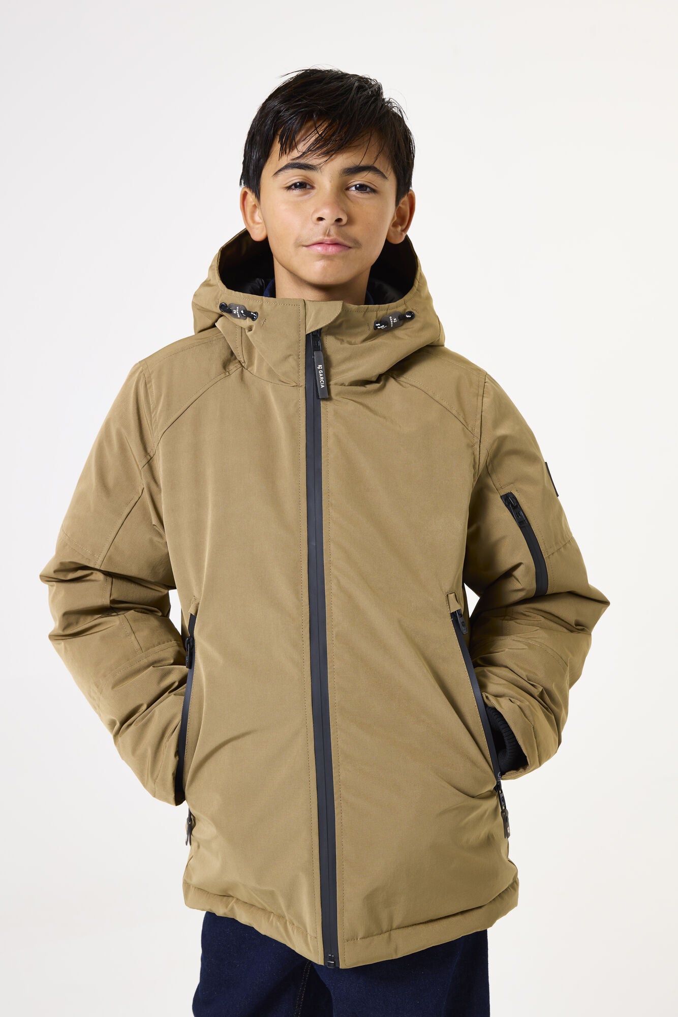 Übergangsjacke mit Kapuze - 4073-bronze green - Beige