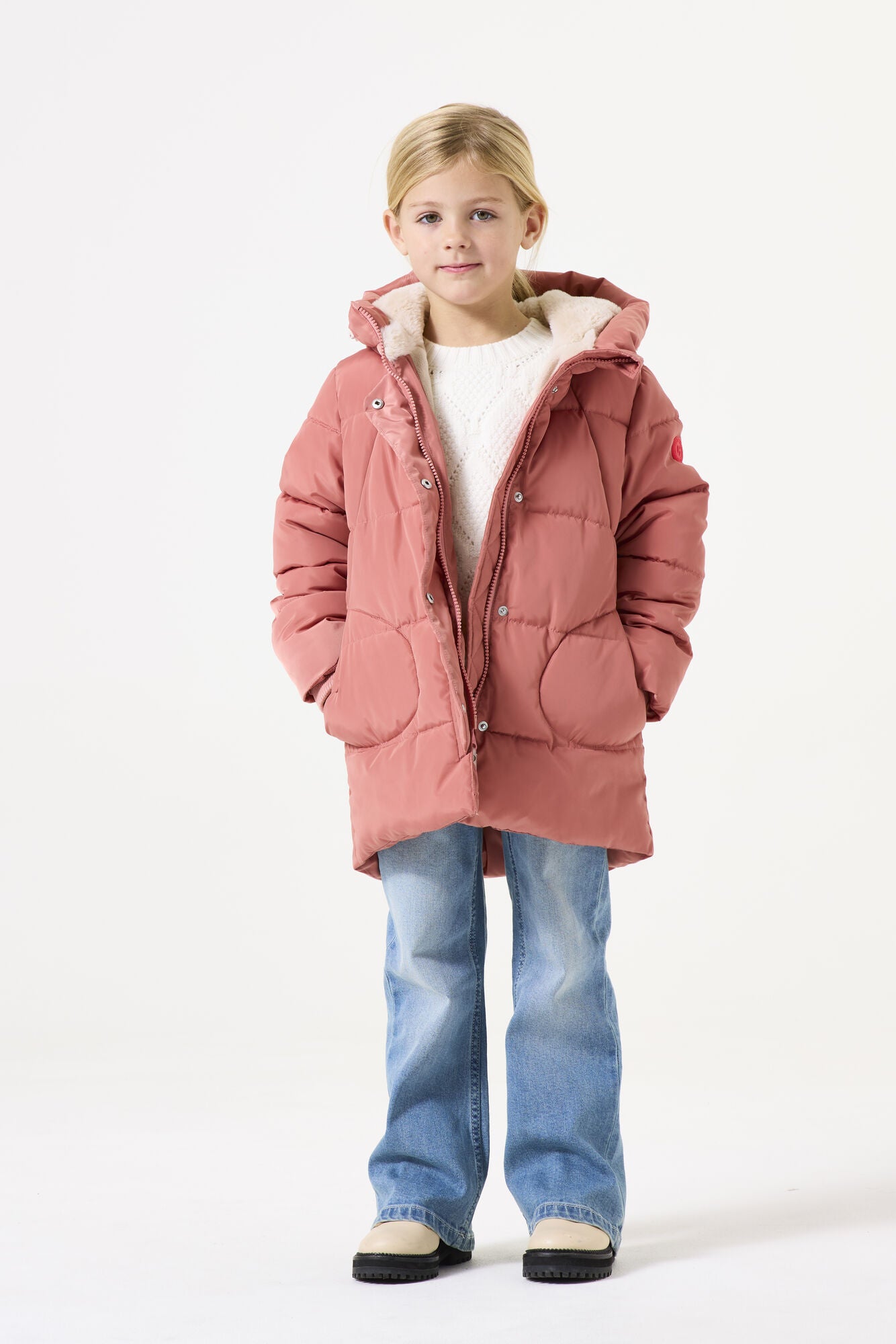 Steppmantel mit Kapuze - 7525-dark blush - Orange