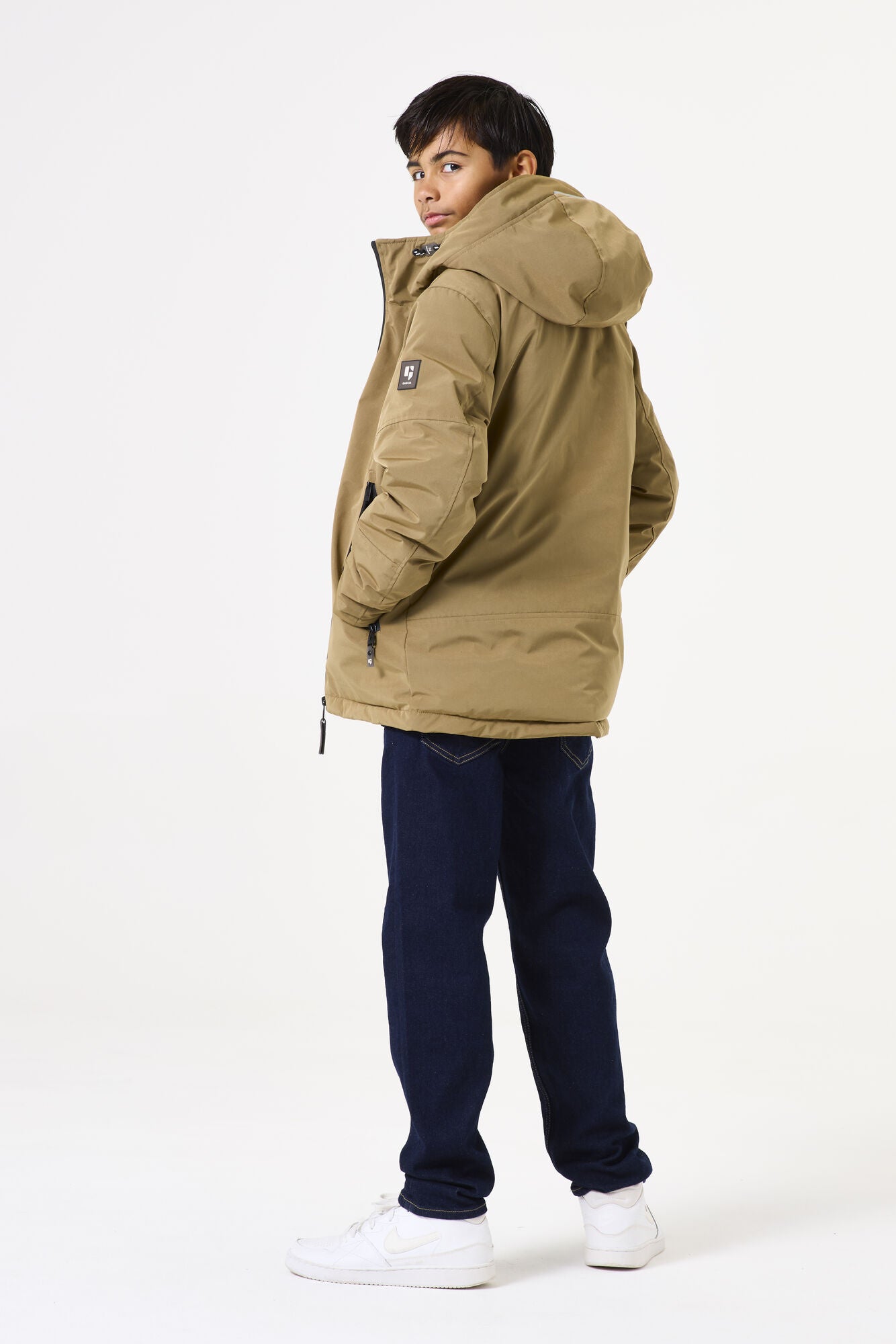 Übergangsjacke mit Kapuze - 4073-bronze green - Beige