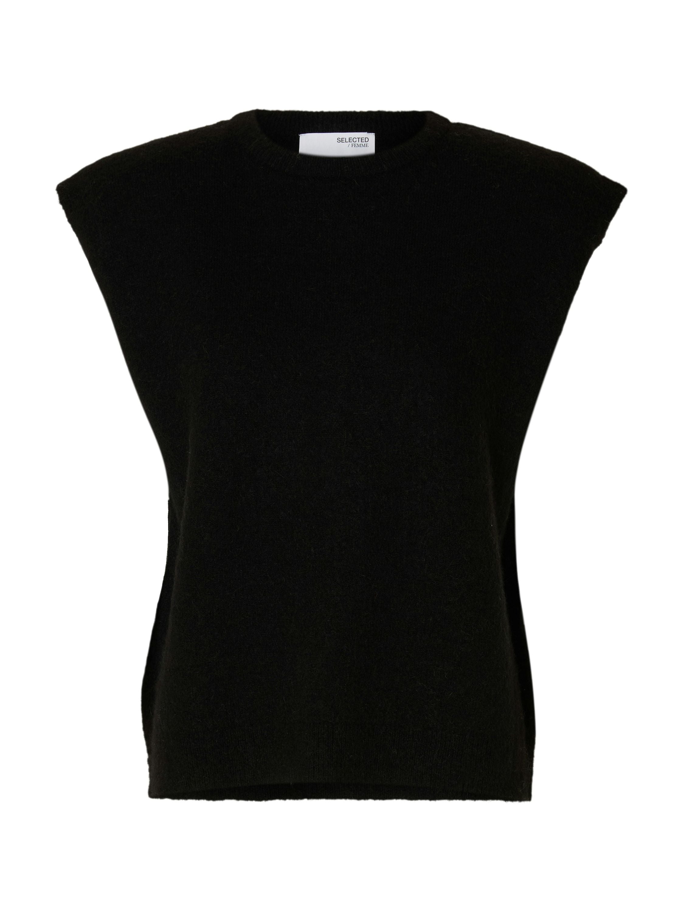 Strick-Pullunder aus Wollmix - Black - Schwarz