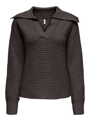 Strickpullover mit V-Ausschnitt - Chocolate Torte/Melange - Braun