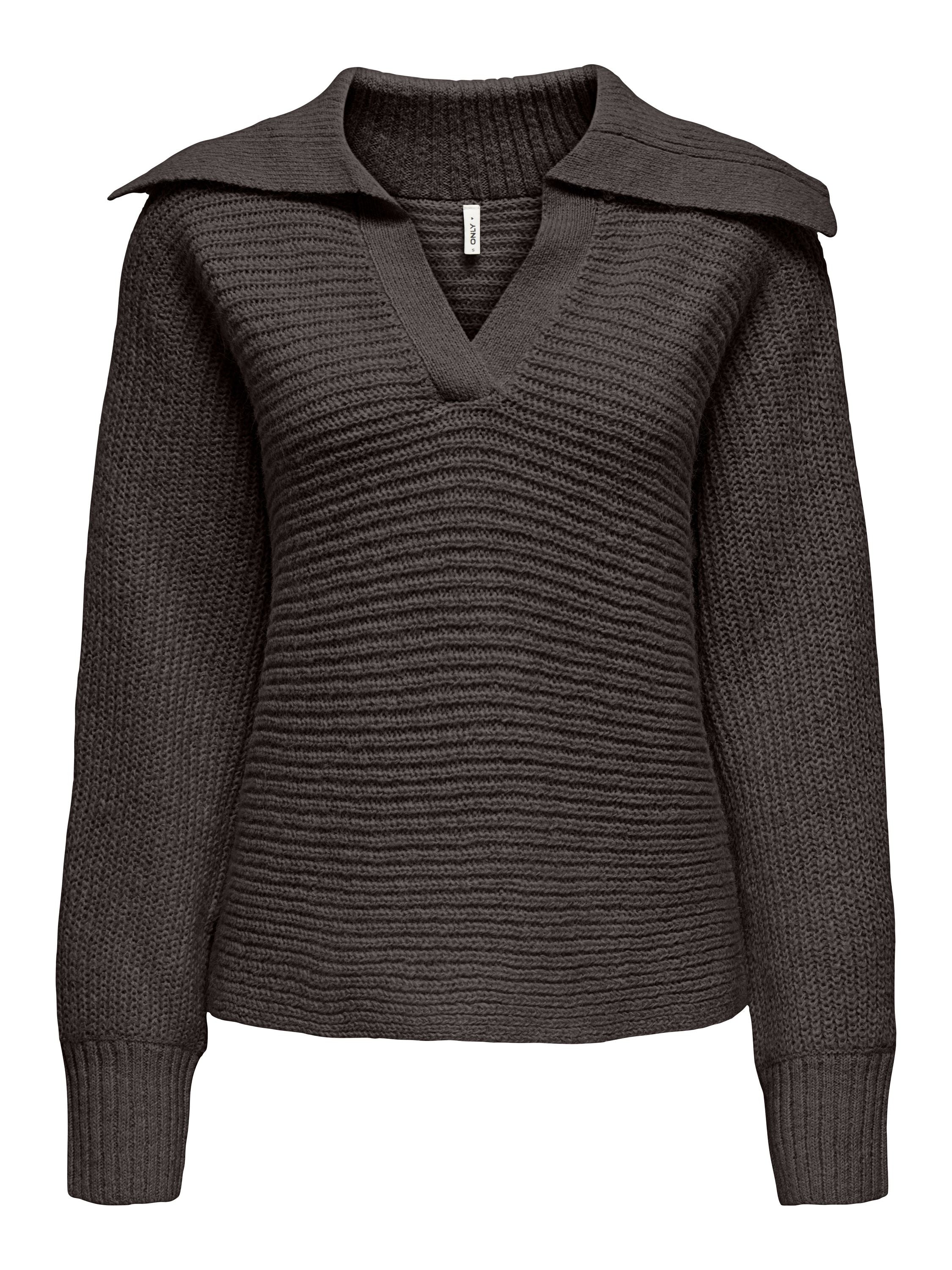 Strickpullover mit V-Ausschnitt - Chocolate Torte/Melange - Braun