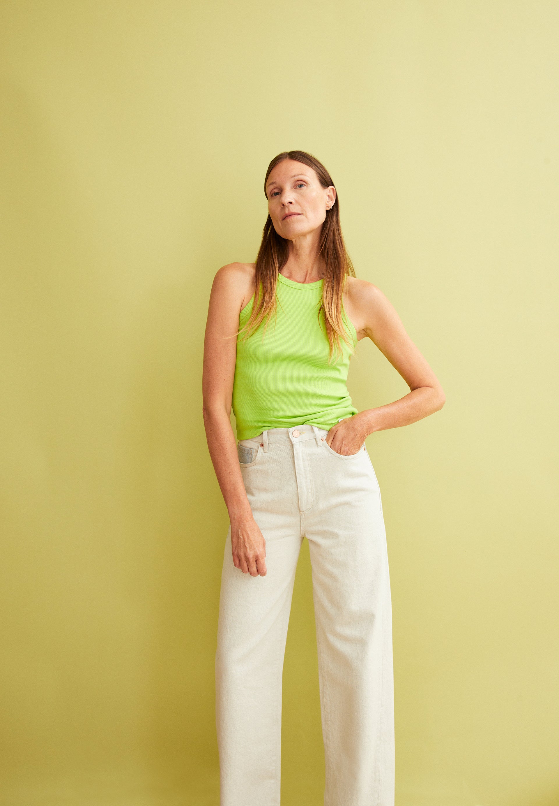 Geripptes Tanktop - 2677-super lime - Grün