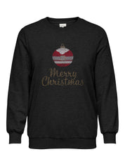 Sweatshirt aus Baumwollmix - Black/MERRY CHRISTMAS - Schwarz