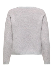 Strickpullover mit Stickereien - Light Grey Melange/Salsa - Grau