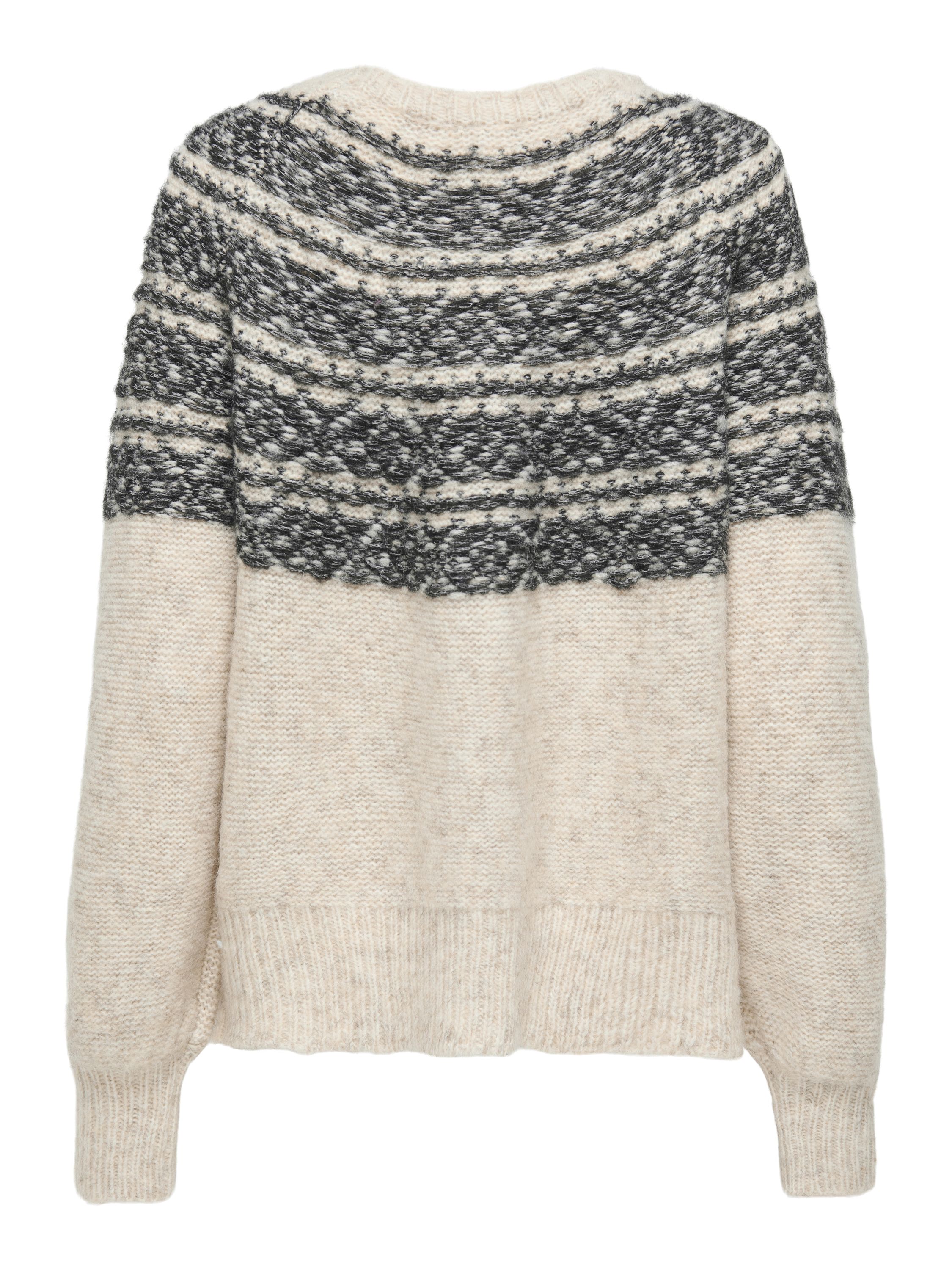 Strickpullover SIDONA - Birch/Black/Mel - Schwarz