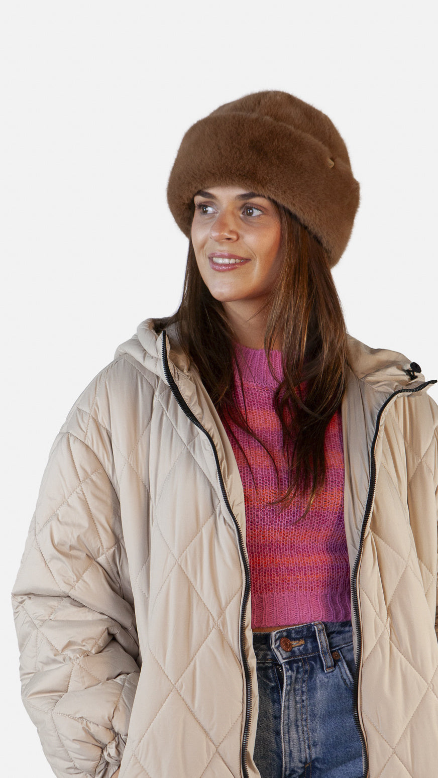 Mütze aus Kunstpelz - brown - Braun