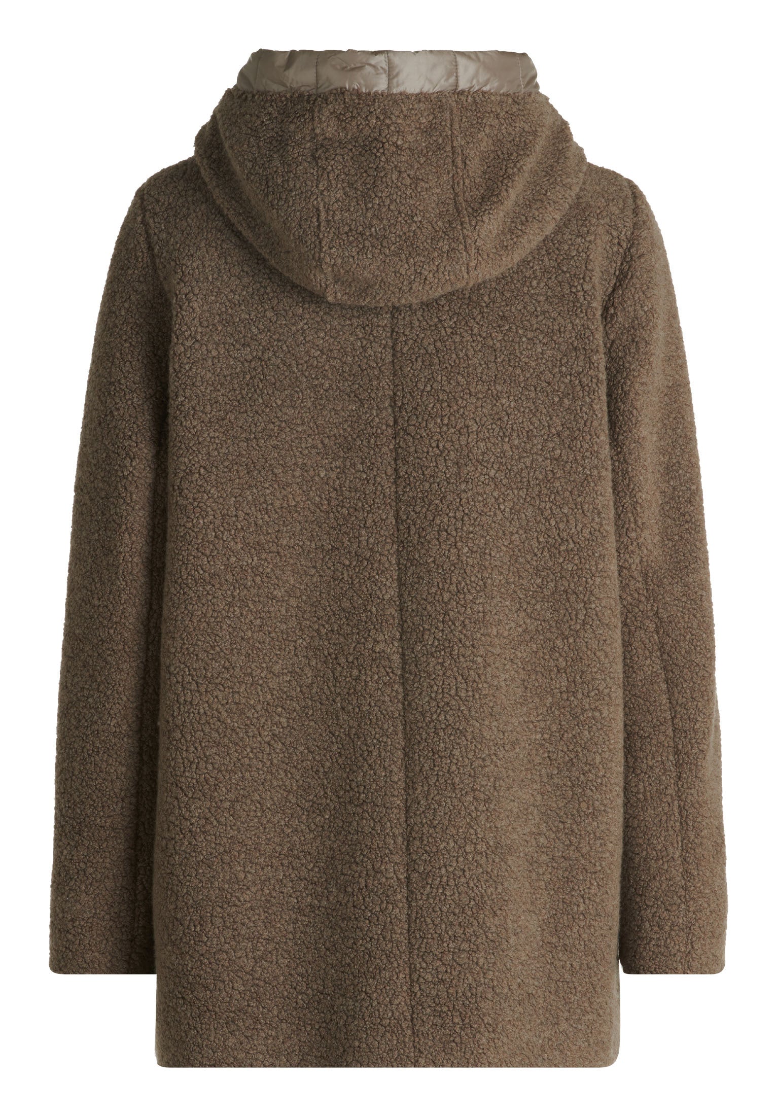 Wolljacke mit Kapuze - 7714-Taupe Melange - Braun