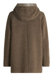 Wolljacke mit Kapuze - 7714-Taupe Melange - Braun