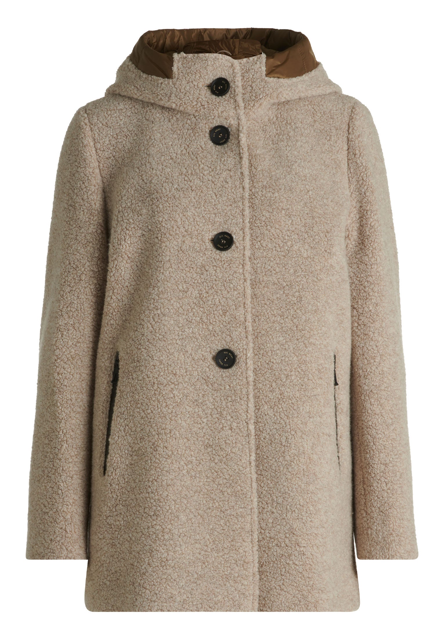 Wolljacke mit Kapuze - 7400-Light Sand - Beige