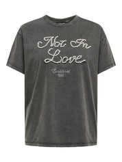 T-Shirt aus Baumwolle - Black/Not in love front+ detai - Grau