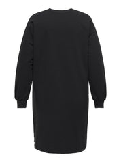 Sweatshirtkleid Midi aus Baumwollmix - Black/Pearl neck - Schwarz