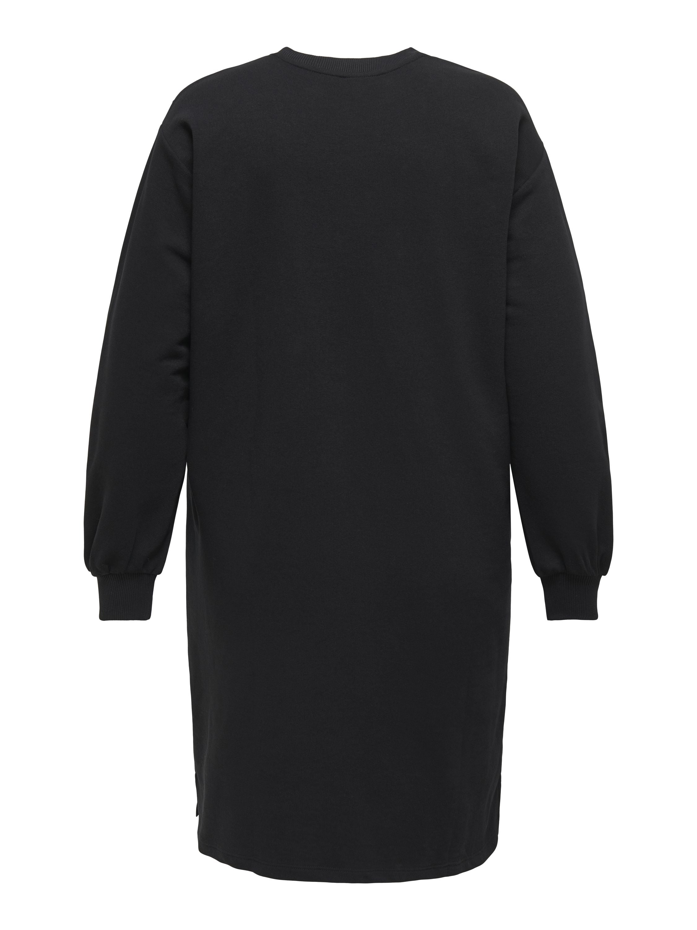 Sweatshirtkleid Midi aus Baumwollmix - Black/Pearl neck - Schwarz