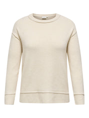 Strickpullover mit Rundhalsausschnitt - Whitecap Gray/Melange - Creme