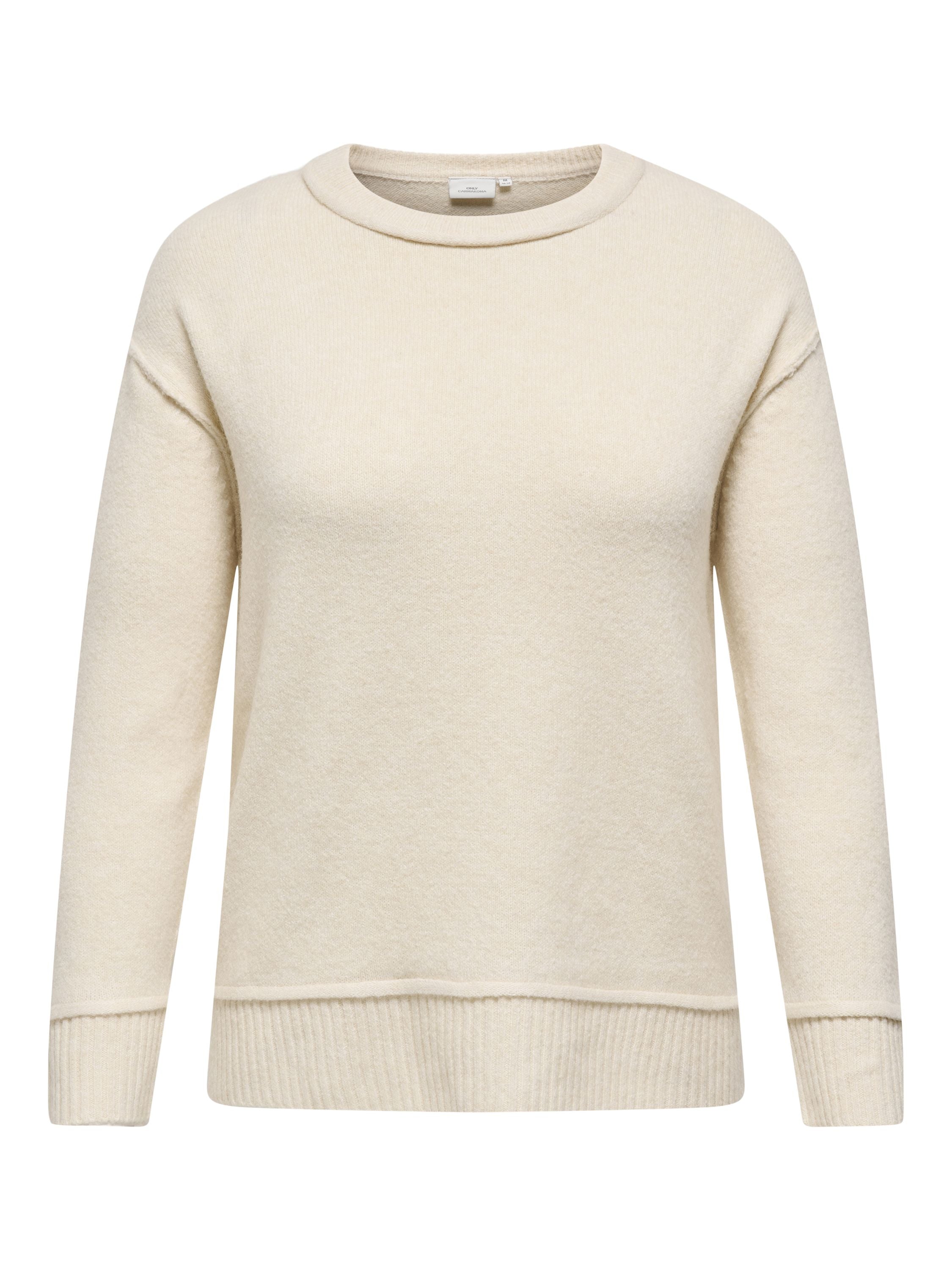 Strickpullover mit Rundhalsausschnitt - Whitecap Gray/Melange - Creme