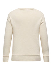 Strickpullover mit Rundhalsausschnitt - Whitecap Gray/Melange - Creme