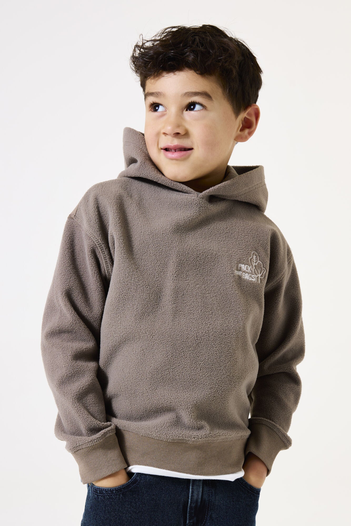 Sweathoodie aus Baumwollmix - 8818-branch - Braun