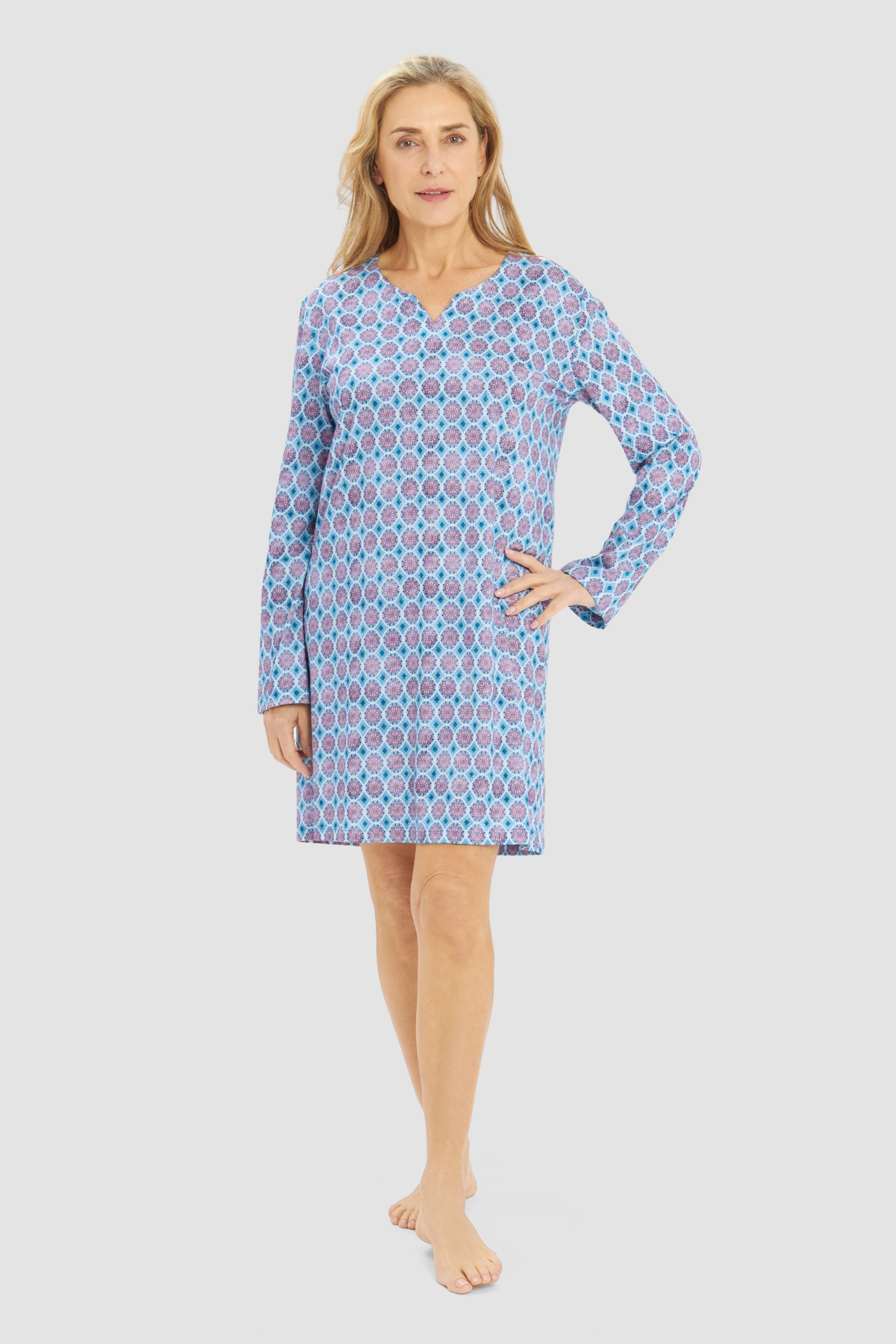 Schlafkleid aus Baumwollmix - 16718 - Blau