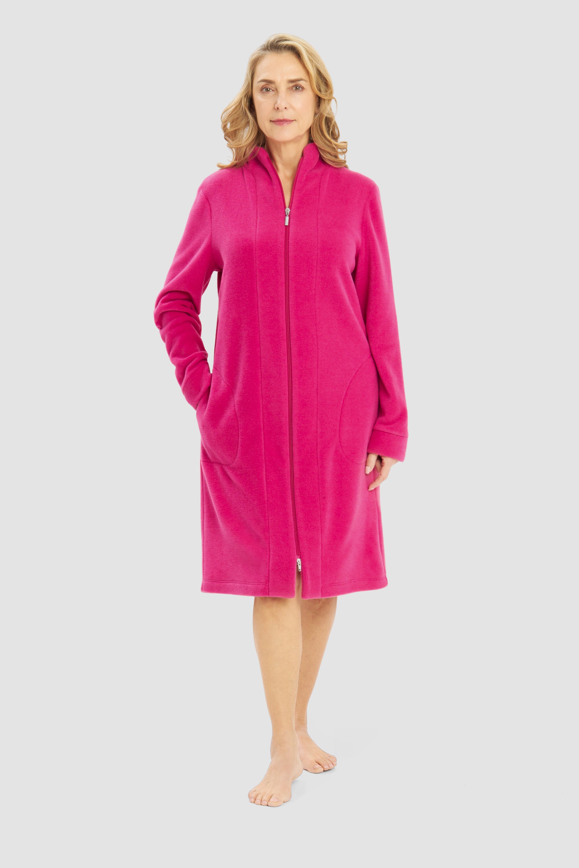 Fleecerobe mit Troyerkragen - 10012 - Pink