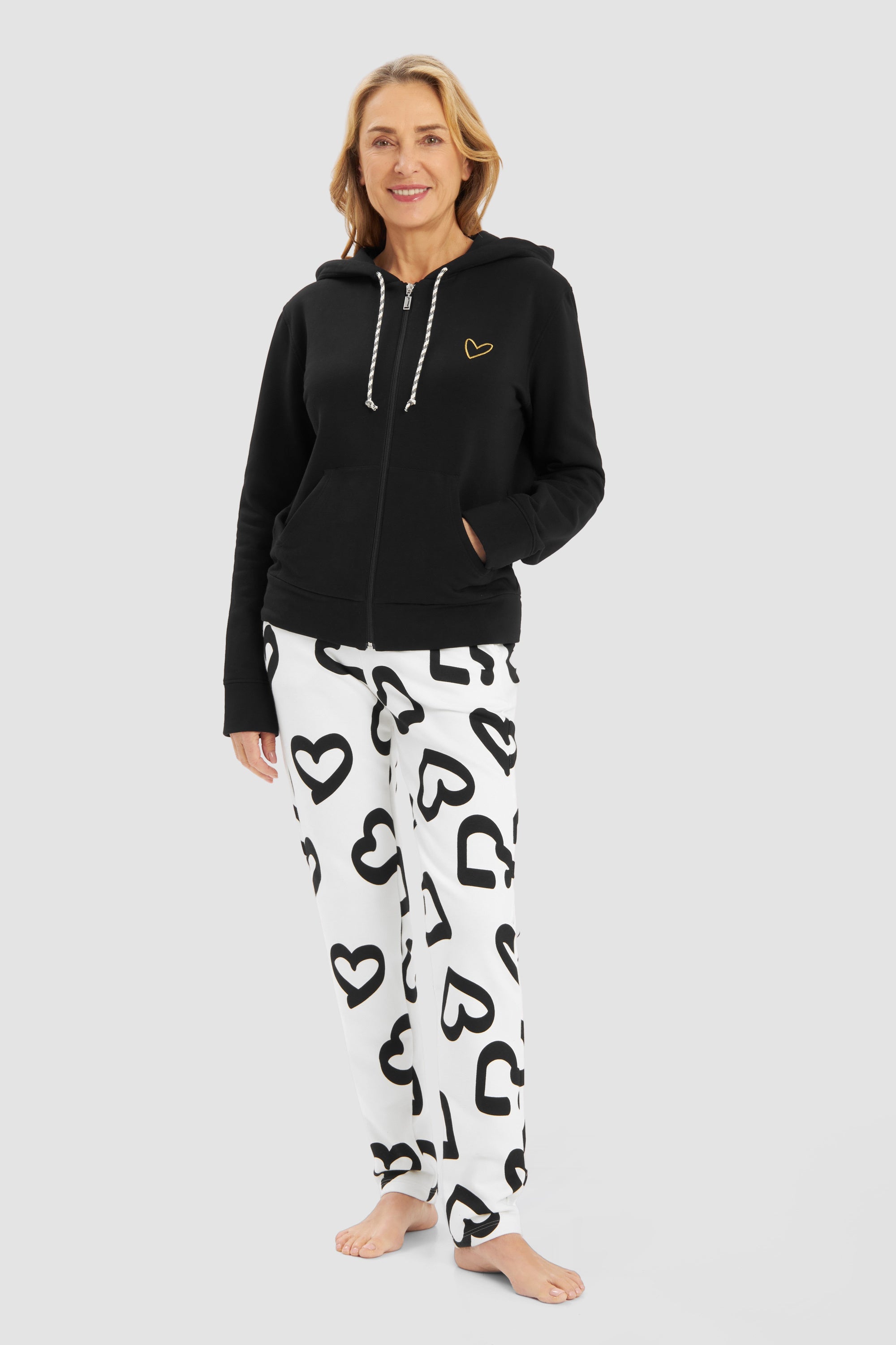 Sweatshirtjacke aus Baumwolle - 10995 - Schwarz
