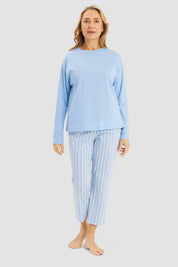 Pyjamashirt aus Baumwolle - 10556 - Blau