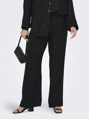 Hose JOSEE Wide Leg - Black/SILVER FOIL DETAILS - Schwarz