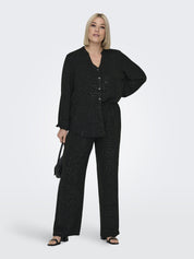 Hose JOSEE Wide Leg - Black/SILVER FOIL DETAILS - Schwarz