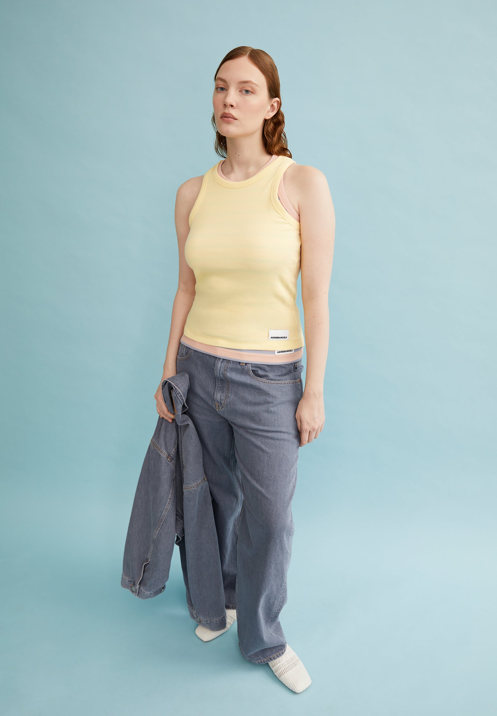 Geripptes Tanktop - 3057-early yellow - Gelb