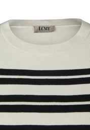 Strickpullover - 5608-Elfenbein - Schwarz | Weiß